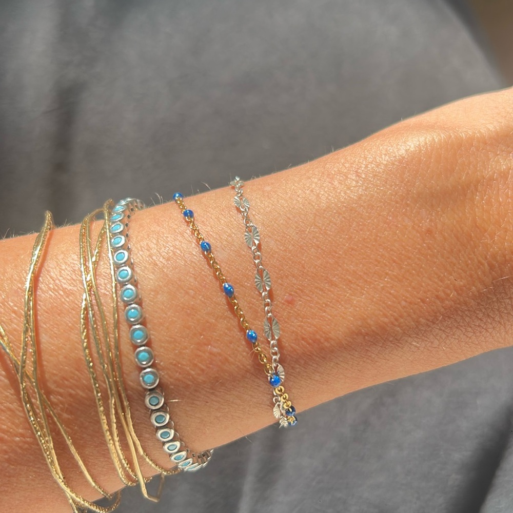 Blue Enamel 14K Gold Bracelet